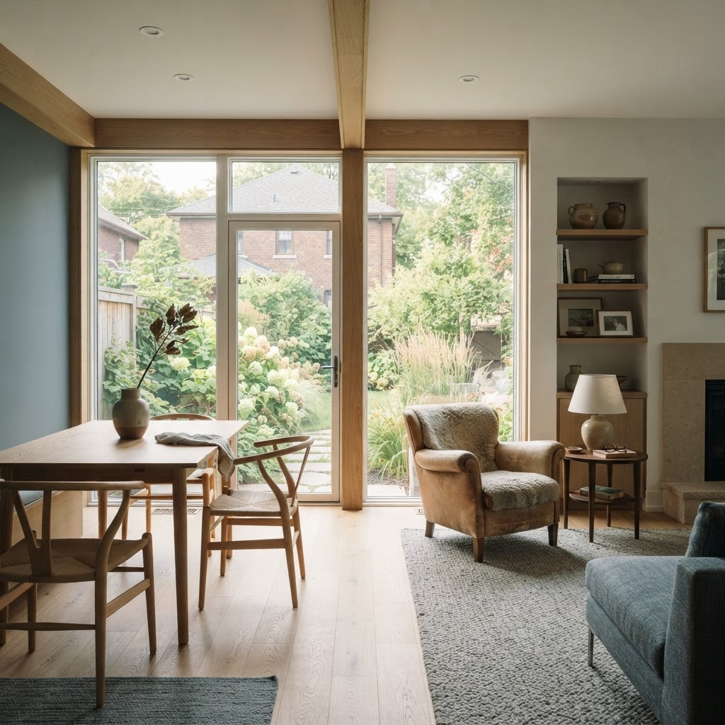 A calm, thoughtfully furnished smaller home with a garden view