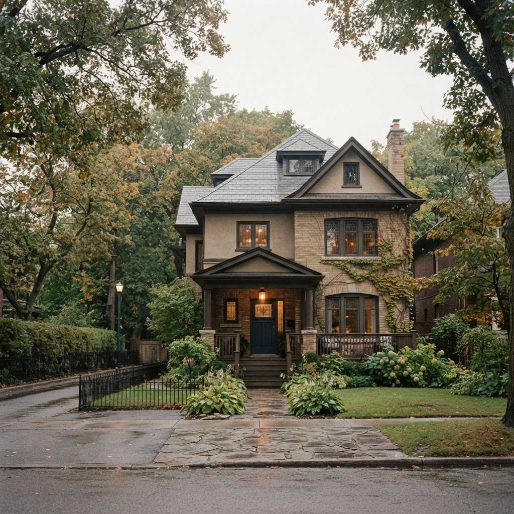 A quiet heritage home at dawn, suggesting remembrance and continuity
